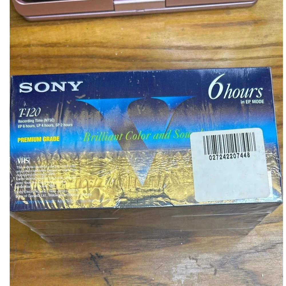 Sony‎ VHS T-120 Blank Cassette Tapes 4 Pack Premium Grade 6 Hours New Sealed